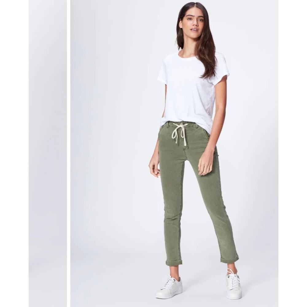 Paige Womens 32 Christy Pants Drawstring Tapered Coastal Green Pockets